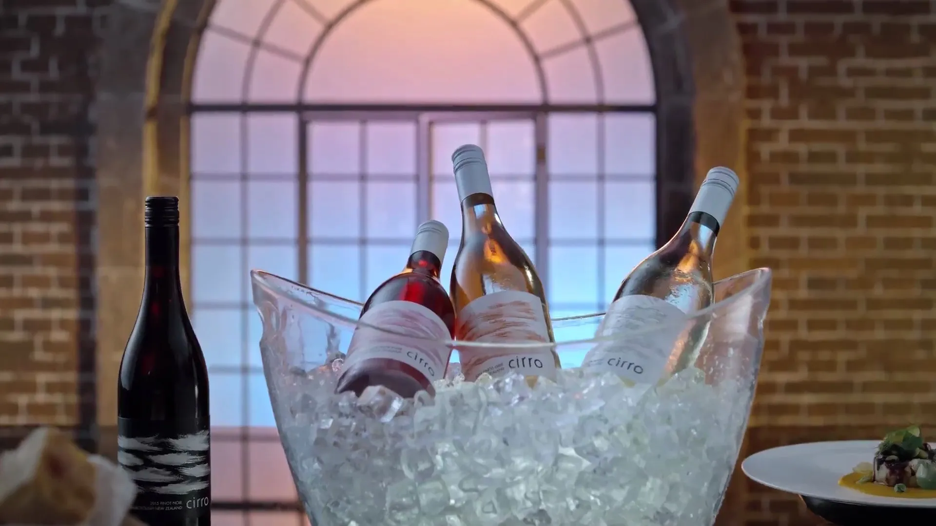 Cirro wine bottles chilled in ice before service