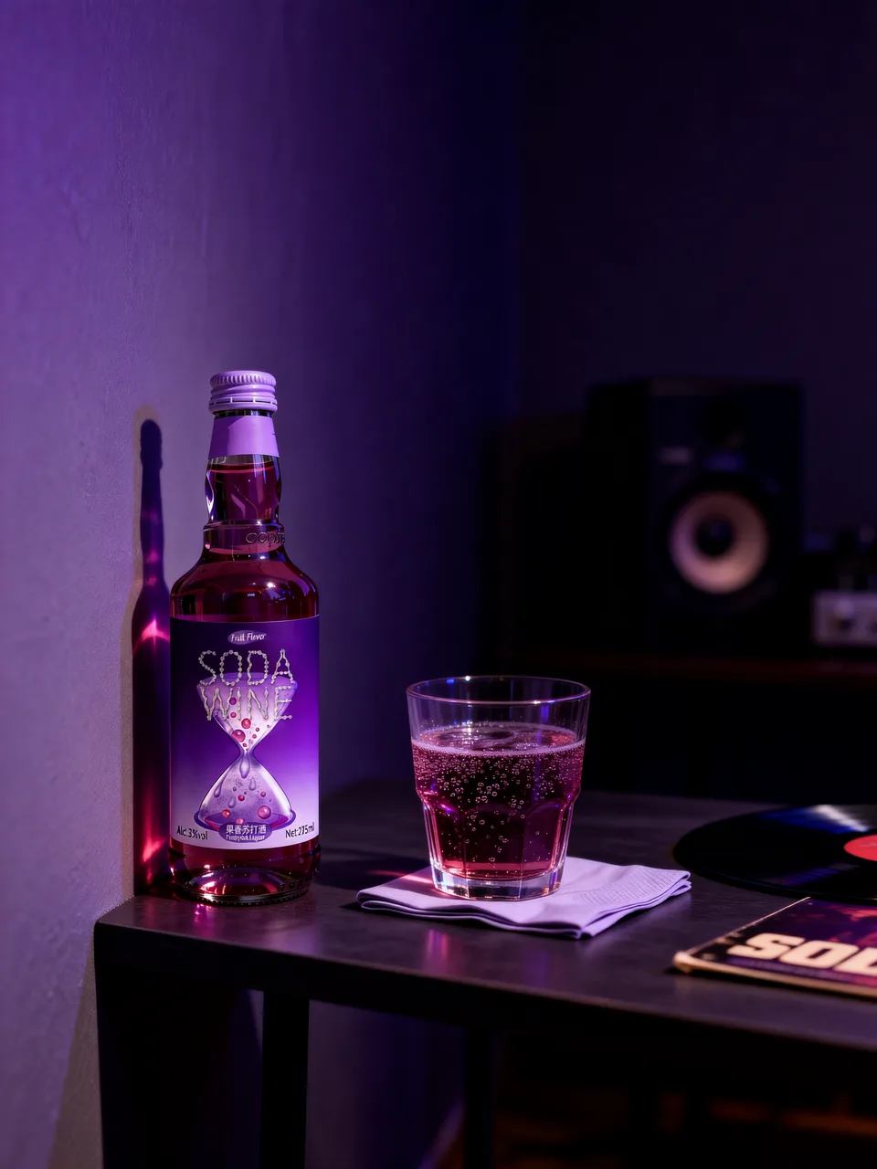 Time Impression bottle beside audio equipment