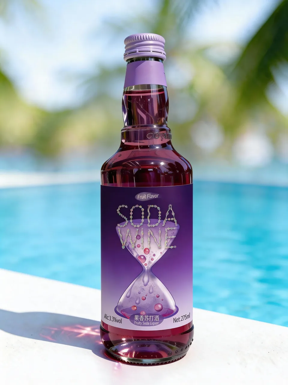 Time Impression bottle in bright poolside light